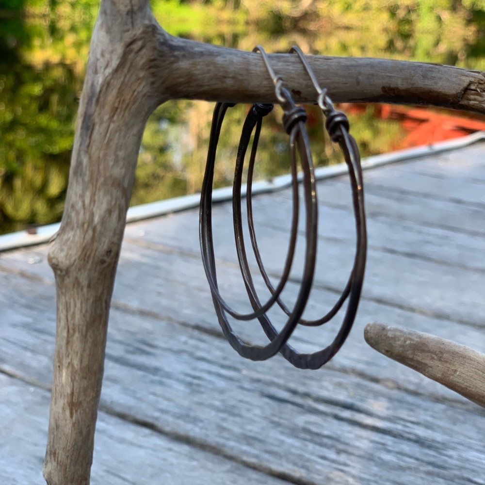Mixed metals hoop earrings